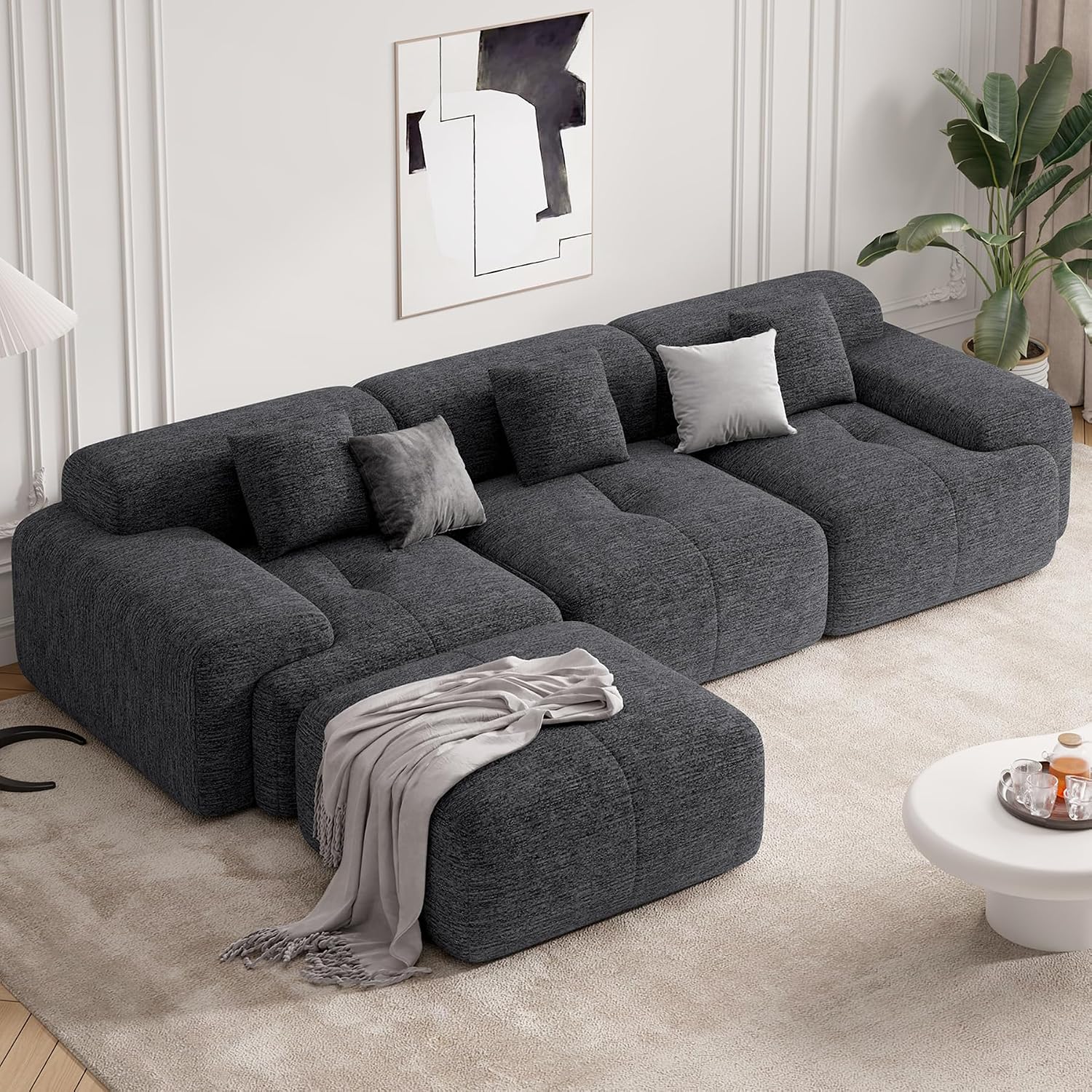 122" Modern L Shaped Modular Sectional Sofa
